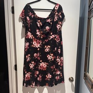 Torrid Black Dress with Pink Floral Design